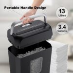 Bonsaii Paper Shredder for Home Use, 3.4 Gal Wastebasket, 6 Sheet Crosscut Paper Credit Cards, Staples, and Clips Shredder for Home Office Use, Portable Handle Design (C237-B New Version) - Image 7