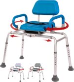 Platinum Health Carousel Sliding Shower Chair Tub Transfer Bench with Swivel Seat, Premium Padded, Pivoting Arms, Adjustable Space Saving Design for Tubs, Inside Shower, for Handicap & Seniors, Blue - Image 2