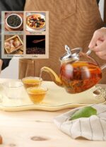 TETWIN Glass Teapot Including 6 Blooming Flower Tea Balls, Stovetop Safe Tea Pot with Removable Infuser for Loose Leaf Tea, 1000ml / 33.8oz - Image 9