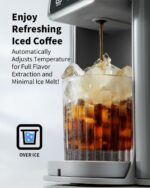 Hot & Iced Coffee Maker with Bold Setting, Single Serve Coffee Maker for K Cup and Grounds, 6-14 Oz Brew Sizes, 50 Oz Removable Water Tank, One Cup Coffee Machine with Reusable Filter, Grey - Image 4