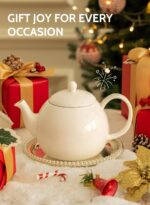 Sweese Porcelain Teapot, 40 Ounce Tea Pot - Large Enough for 5 Cups, White - Image 8