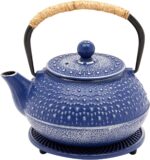 Juvale Cast Iron Teapot with Infuser - Blue, 27 oz (800 mL) - Stovetop Tea Kettle for Loose Leaf Tea - Includes Stainless Steel Infuser & Trivet - Image 8