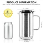 Aquach 51oz Glass Teapot with Stainless Steel Removable Infuser, Stovetop & Dishwasher Safe, Ideal for Loose & Blooming Tea Brewing - Image 4