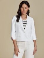 luvamia Linen Blazers for Women Business Casual Cropped 3/4 Sleeve Lightweight Lined Work Office Suit Blazer Jackets - Image 6