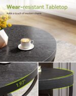 LITTLE TREE Round Coffee Table, 32" Circle Coffee Table for Living Room, 2-Tier Wood Accent Center Table with Open Storage Industrial Design Home Furniture (Black) - Image 7