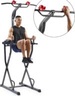 Sunny Health & Fitness Power Tower, Dip Bar, Push-Up & Pull Up Assisting Parallette Station w Optional Rock Climbing Grip Trainer - Image 3