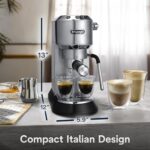 De’Longhi Dedica Arte Espresso Machine with My LatteArt Steam Wand (Milk Frother), 15-Bar Pump & 3-Level Temp Control - Compact Espresso Maker for Latte & Cappuccino - Italian Stainless Steel Design - Image 7
