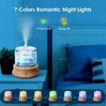 Glass Essential Oil Diffuser, 80ML Small Glass Reservoir Natural Wood Base Ultrasonic Cool Mist Aroma Diffusers with USB-Cord Auto-Off 7 Color Light for Home Office Bedroom - Image 6