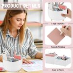 Kosiz Aesthetic Desk Organizers and Accessories Set 360-degree Rotating Pen Holder Desk Holder Morandi Pen Sticky Notes Stapler Binder/paper Clips Scissor Staples Aesthetic Accessories for Women Men - Image 4