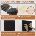 24 Pack-12 x 12 x 2 Inches Pyramid Designed Acoustic Foam Panels, Sound Proof Foam Panels Black, High Density and Fire Resistant Acoustic Panels, Sound Panels, Studio Foam for Wall and Ceiling - Image 9