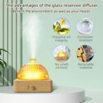 Glass Essential Oil Diffuser Humidifier, 200ml Ultrasonic Aroma Diffusers with Glass Reservoir Wood Base Auto-Off Timer, Dusk Flame Warm Light Dome Air Diffuser for Home - Image 5