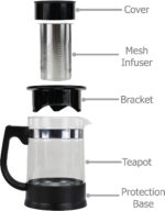 EIKS Glass Teapot Tea Kettle with Removable Infuser and Heat Resistance Base for Making and Serving Blooming Tea, Loose Leaf Tea - Capacity is 950ml/32oz - Image 6