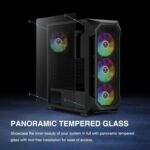 GAMDIAS ATX Mid Tower Gaming Computer PC Case Tempered Glass, Built-in 4X 120mm ARGB Case Fans, Front Airflow Mesh, Up to 6x120mm Fans, 340mm GPU/VGA, 360mm AIO/Radiator, 160mm CPU Cooler - Image 7