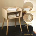 MaxSmeo Nightstand, Mid Century Modern Side Table Bedroom with Storage, Small End Bedside Table with Solid Wood Legs for Living Room, Office Small Spaces (Natural) - Image 5