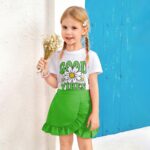 Kids Toddler Girl Summer Clothes Letter Printed T-Shirt Top＋ Floral Skirt 2pcs Girl's Skirt Set - Image 5