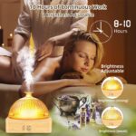 Glass Essential Oil Diffuser Humidifier, 200ml Ultrasonic Aroma Diffusers with Glass Reservoir Wood Base Auto-Off Timer, Dusk Flame Warm Light Dome Air Diffuser for Home - Image 7