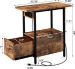 LIDYUK End Table with Charging Station, Narrow Side Table with Drawer and USB Ports & Power Outlets, Nightstand Bedside Tables for Small Spaces, Bedroom, Living Room, Rustic Brown - Image 8