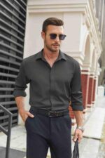 COOFANDY Mens Stretch Dress Shirts Long Sleeve Button Down Shirt Regular Fit Formal Business Shirts - Image 4