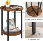 HOOBRO Round Side Table, Wooden Look Accent End Table for Sofa Couch, Round Nightstand with 2-Tier Storage Shelf, for Small Spaces in Living Room, Bedroom, Rustic Brown BF58BZ01G1 - Image 8