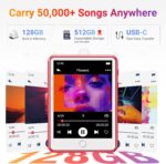128GB MP3 Player Bluetooth 5.3 with 2.4" Full Touch Screen，MECHEN Portable Digital Music Player with HD Speaker，FM Radio, HiFi Lossless Sound, Recording, Support up to 512GB. - Image 4