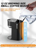 Single Serve Coffee Maker for K-Cup and Ground Coffee, Fast Brew, 6-12 oz Brew Sizes One Cup Coffee Machine Fits 5.5" Mugs, One-Button Small Coffee Maker with Descaling Reminder,Black - Image 5