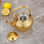 SANQIAHOME 1200ml teapot with Infuser stainless steel Water Boilers lifting handle Tea Maker Water Kettle for Induction/Gas gold - Image 8