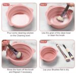 Foldable Silicone Makeup Brush Cleaner Bowl - Etercycle Portable Cleaning Tool for Brushes, Powder Puffs, and Sponges (Pink) - Image 7