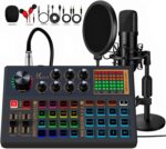 Podcast Equipment Bundle, 48V Condenser Microphone Bundle with 3 Custom Sound Effect Buttons, Podcast Microphone Recording Studio Package for Podcasting Live Streaming Singing PC Mobile TikTok YouTube - Image 2