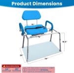 Platinum Health Carousel Sliding Shower Chair Tub Transfer Bench with Swivel Seat, Premium Padded, Pivoting Arms, Adjustable Space Saving Design for Tubs, Inside Shower, for Handicap & Seniors, Blue - Image 3