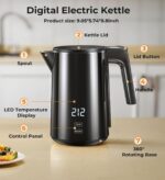 Electric Kettle, Double Wall Stainless Steel Cool Touch Water Boiler Heater, 7 Temperature Control Teapot, 4H Keep Warm, 1.0L 1200W Fast Heat with Auto Shut-Off, Boil-Dry Proof Coffee Tea Pot, Black - Image 10