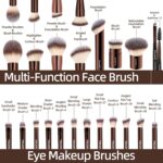 MAANGE 20 PCS Foundation Makeup Brush Set, Double-ended Kabuki Contour Brush for Liquid Powder Concealer Blending Blush Face Makeup Tools (Coffee) - Image 4