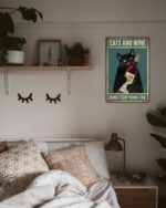 Vintage Black Cat Wine Wall Decor, Funny Cat and Wine Bottle Signs, Cats and Wine Makes Everything Fine Retro Wall Metal Sign for Bedroom Bathroom Office Bar Coffee Kitchen, Gift Cat Lovers 8x12″ - Image 6