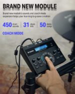 Donner DED-200 Electric Drum Sets with Quiet Mesh Drum Pads, 2 Cymbals w/Choke, 31 Kits and 450+ Sounds, Throne, Headphones, Sticks, USB MIDI, Melodics Lessons (5 Pads, 3 Cymbals) - Image 3