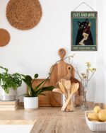 Vintage Black Cat Wine Wall Decor, Funny Cat and Wine Bottle Signs, Cats and Wine Makes Everything Fine Retro Wall Metal Sign for Bedroom Bathroom Office Bar Coffee Kitchen, Gift Cat Lovers 8x12″ - Image 4