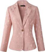 Beninos Womens Long Sleeve Lightweight Office Work Suit Jacket Blazer (1908 Pink, XL) - Image 2