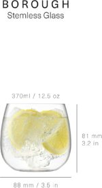 LSA International Borough Stemless Wine Glasses 13 oz, Set of 4, Luxury Elegant Modern Cocktail Drinking Glassware - Image 4