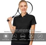 Casei Womens Polo Shirts Golf Shirts Quick Dry Moisture Wicking Black and White Polo Shirt - Image 5