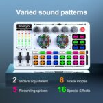 F999 White Live Streaming Sound Card, Professional Audio Mixer, Voice Changer Soundboard with Audio Interface, Bluetooth, Noise Reduction, DJ Mixer Board for Live/Podcasting/Gaming - Image 3