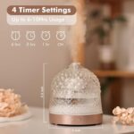 200ml Glass Reservoir Essential Oil Diffuser with Glass Dome Ultrasonic Aromatherapy Diffuser with Four Timer Colorful Light Auto-Off for Gift Home Office Bedroom - Image 4