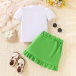 Kids Toddler Girl Summer Clothes Letter Printed T-Shirt Top＋ Floral Skirt 2pcs Girl's Skirt Set - Image 8