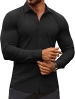 COOFANDY Men's Muscle Fit Dress Shirts Wrinkle-Free Long Sleeve Casual Button Down Shirts - Image 2