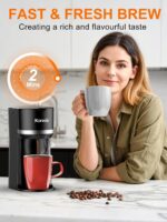 Single Serve Coffee Maker for K-Cup and Ground Coffee, Fast Brew, 6-12 oz Brew Sizes One Cup Coffee Machine Fits 5.5" Mugs, One-Button Small Coffee Maker with Descaling Reminder,Black - Image 4