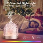 200ml Glass Reservoir Essential Oil Diffuser with Glass Dome Ultrasonic Aromatherapy Diffuser with Four Timer Colorful Light Auto-Off for Gift Home Office Bedroom - Image 6