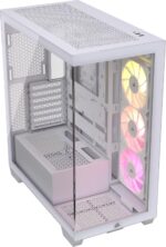 CORSAIR 3500X ARGB Mid-Tower ATX PC Case – Panoramic Tempered Glass – Reverse Connection Motherboard Compatible – 3X CORSAIR RS120 ARGB Fans Included – White - Image 2