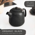 Steinzeit Design Tea Pot (44 oz) - Premium Ceramic Teapot with Infuser for Loose Tea - Black Teapot Ceramic with Removable Strainer - Image 5