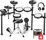 Donner DED-200 Electric Drum Sets with Quiet Mesh Drum Pads, 2 Cymbals w/Choke, 31 Kits and 450+ Sounds, Throne, Headphones, Sticks, USB MIDI, Melodics Lessons (5 Pads, 3 Cymbals) - Image 2