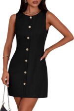 PRETTYGARDEN Work Dresses for Women 2025 Summer Business Formal Short Dress Sleeveless Button Down Elegant Office Outfits - Image 2