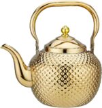 SANQIAHOME 1200ml teapot with Infuser stainless steel Water Boilers lifting handle Tea Maker Water Kettle for Induction/Gas gold - Image 2