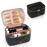 OCHEAL Makeup Bag, Portable Cosmetic Bag, Large Capacity Travel Makeup Case Organizer, Black For Women Toiletry Bag for Girls Traveling With Handle and Divider - Image 2