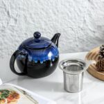 KOOV Tea Pot with Infuser for Loose Tea, 34 ounce Ceramic Teapot with Infuser, Enough For 6 Cups, Tea Pots with Tea Strainers for Tea Party, Reactive Glaze (Nebula Blue) - Image 8